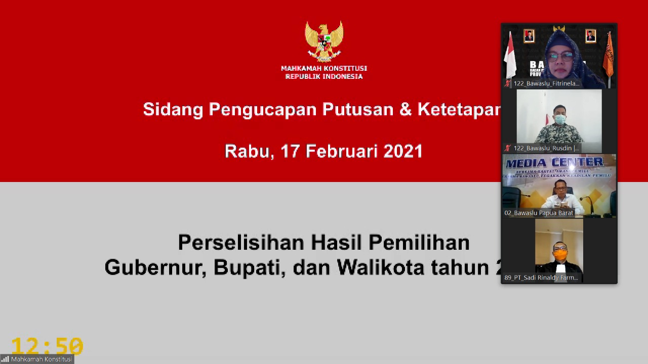 Putusan MK Terhadap Permohonan PHP Pilkada Mamuju 2020 Tidak Dapat Diterima